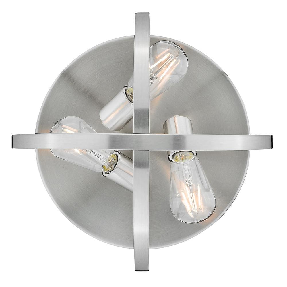 Pewter 14" Silver Industrial Flush Mount Ceiling Light