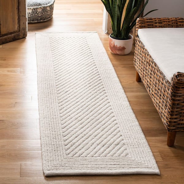 Natura 2 ft. x 12 ft.Ivory Solid Color Runner Rug