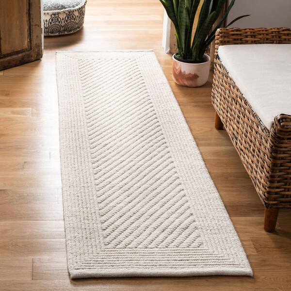Natura 2 ft. x 22 ft. Ivory Solid Color Runner Rug