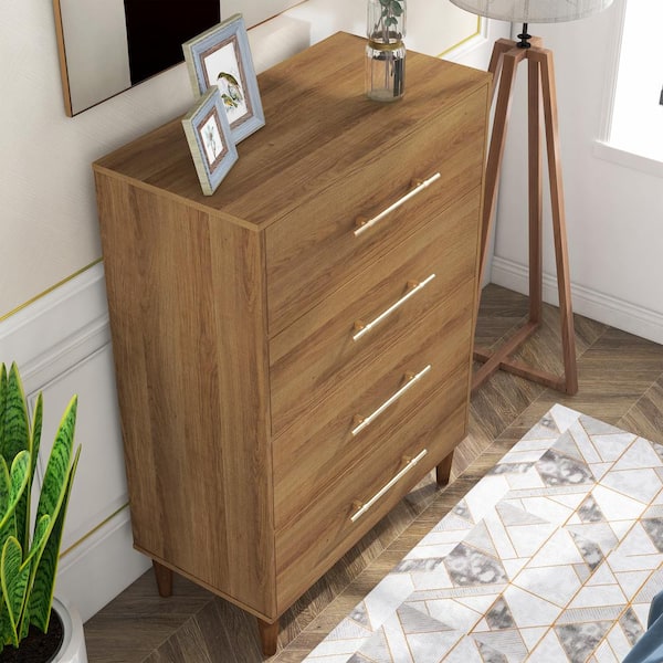 Furniture of America Roseville 4-Drawer Light Oak Chest of Drawers (48 in. H x 34 in. W x 17 in. D)