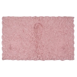 Bell Flower Collection 100% Cotton Tufted Bath Rugs, 24 in. x40 in. Rectangle, Pink