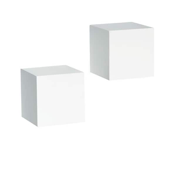 Knape & Vogt 5 in. x 5 in. Floating White Wall Cube Decorative Shelf Kit (2-Piece)