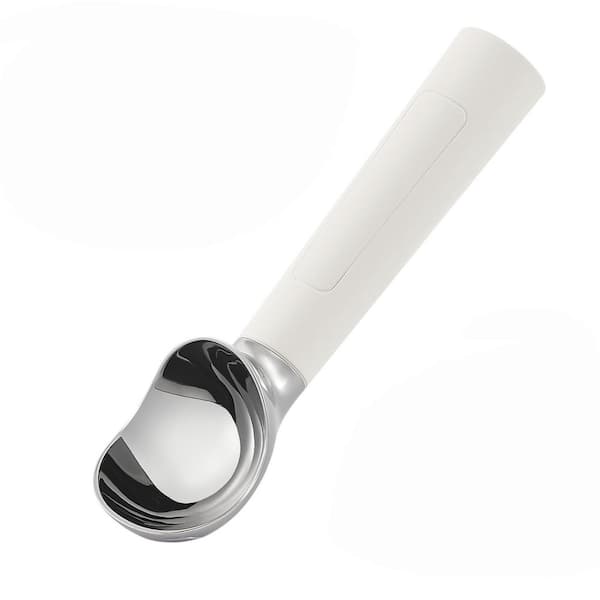 White Rechargeable Electric Heated Ice Cream Scoop with LED Display IP67 Waterproof 2 oz. for Hard Frozen Dessert Home