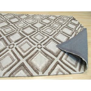 Beige 5 ft. x 8 ft. Handmade Wool Contemporary Geometric Raga Area Rug