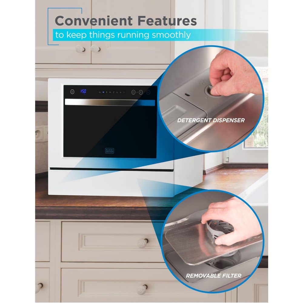 Compact White Stainless Steel Countertop Dishwasher for RV