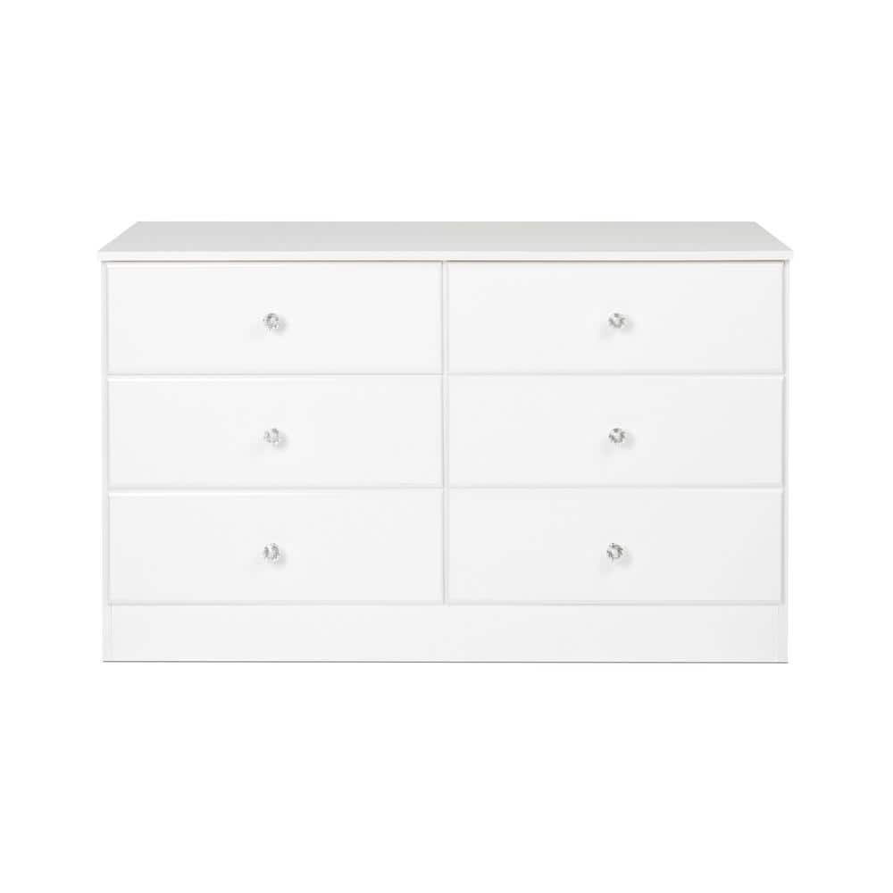 Crystal White Double Dresser with Extra Deep Drawers and Roller Glides