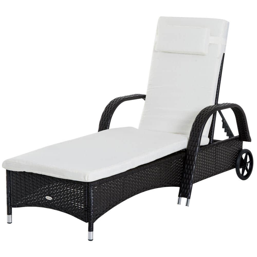 Brown Wicker Outdoor Chaise Lounge with Cream White Cushions price history on PriceWatchPro
