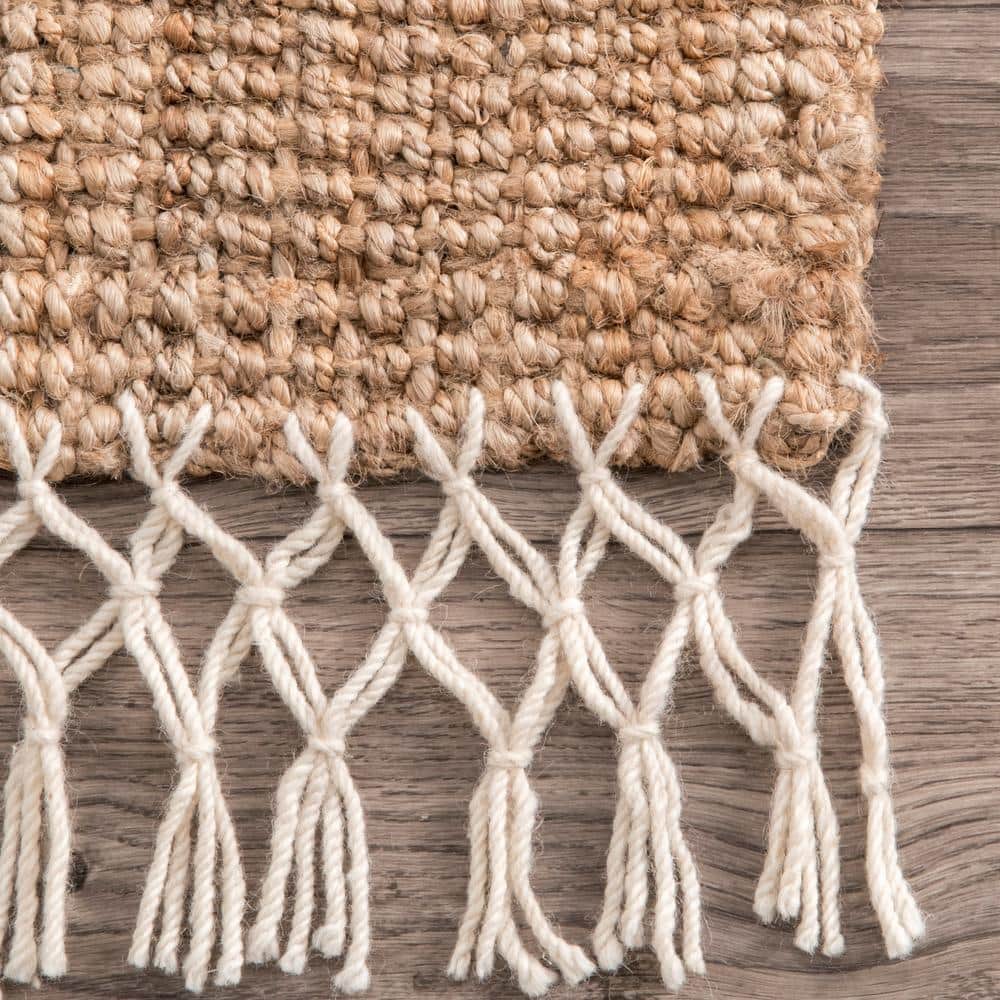 Handmade Natural Jute Tasseled Area Rug 12' x 15'