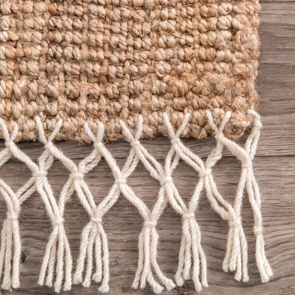 Home Decorators Collection Raleigh Farmhouse Fringed Jute Tan 3 ft. x 6 ft. Runner  Rug NCNT24A-2606 - The Home Depot