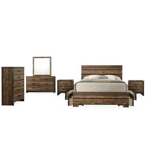 Olala 6-Piece Light Walnut Solid Wood California King Bedroom Set with Care Kit