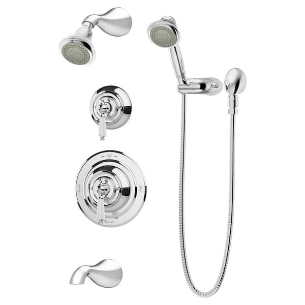 Symmons Carrington 2-Handle Tub and 3-Spray Shower Trim with 3-Spray Hand Shower in Polished Chrome (Valve not Included)