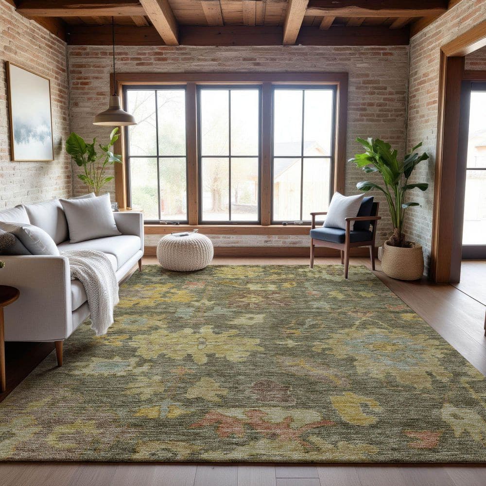 Mayfield Premium Machine Washable Abstract AMF1108 Aloe 9 ft. x 12 ft. Area Rug price history on PriceWatchPro