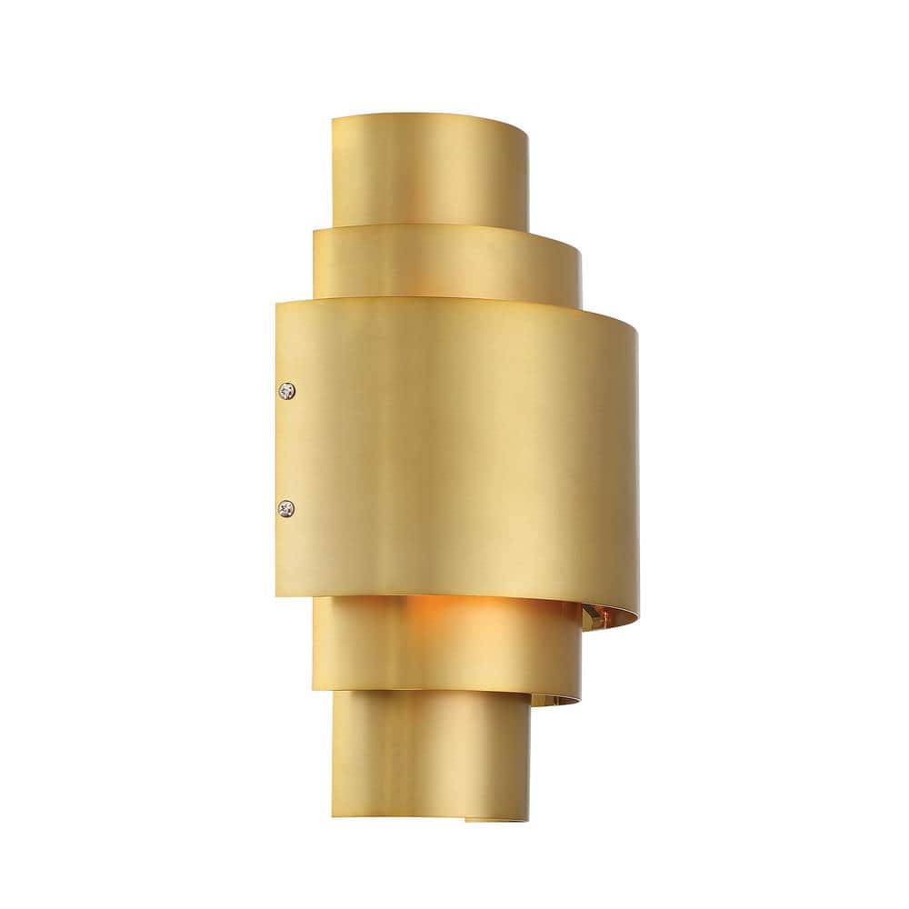 Soft Brass Dual-Light Dimmable Sconce with Steel Shades