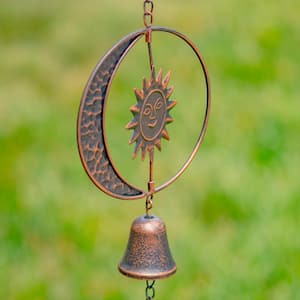 76 Inch Long Antique Bronze Rain Chain with Crescent Moon-Sun