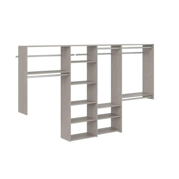 Closet Evolution Dual Tower 96 in. W - 120 in. W Basic Rustic Grey Wood Closet System