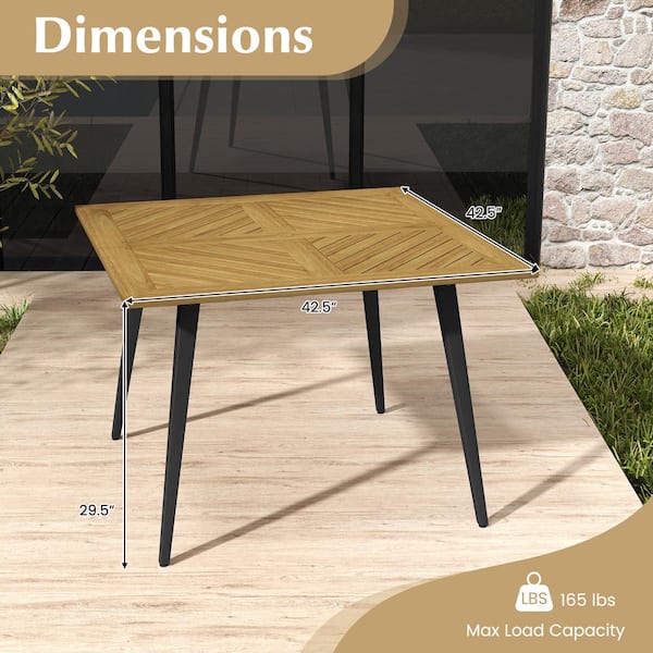 FORCLOVER 4-Person Acacia Wood Outdoor Dining Table with FORCLOVER 4-Person Acacia Wood Outdoor Dining Table with