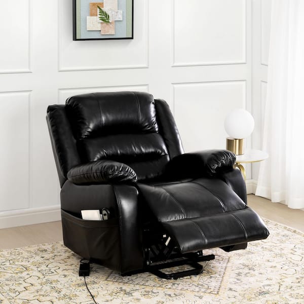 HOMESTOCK Black Deluxe Adjustable Power Lift Recliner Chair for