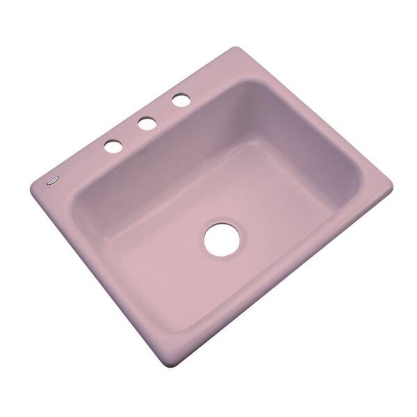 Thermocast Inverness Drop-In Acrylic 25 in. 3-Hole Single Bowl Kitchen Sink in Wild Rose