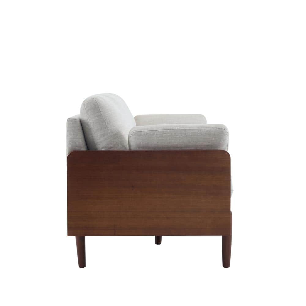 Beige Fabric 71.75" Lawson Sofa with Wood Frame and Track Arms
