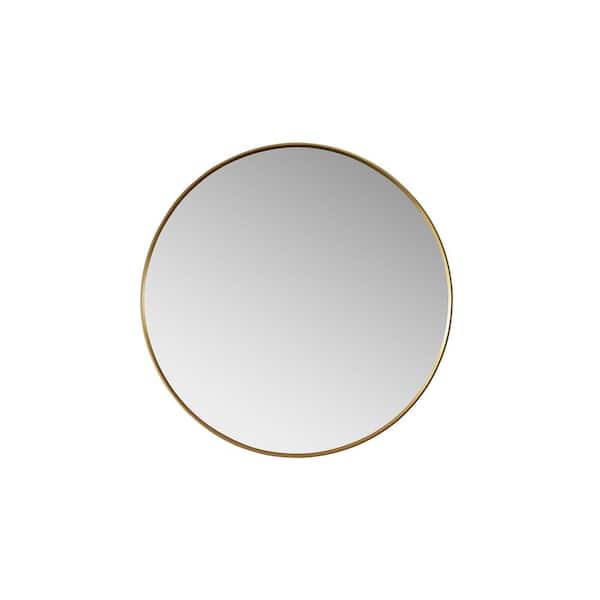 ROSWELL Cascante 35.4 in. W x 35.4 in. H Metal Framed Round Bathroom Vanity Mirror in Gold