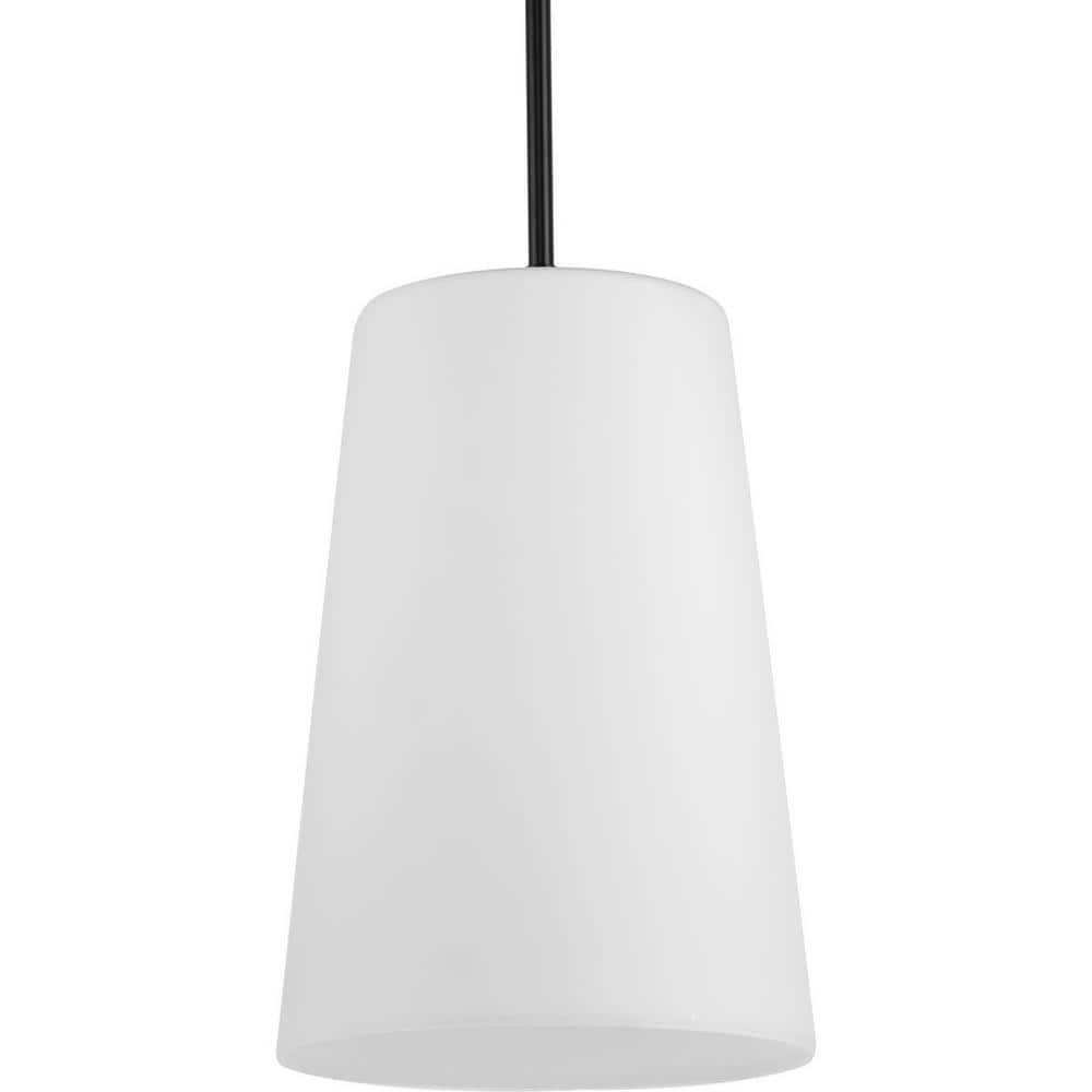 Clarion Matte Black Glass Pendant Light with Etched Shade