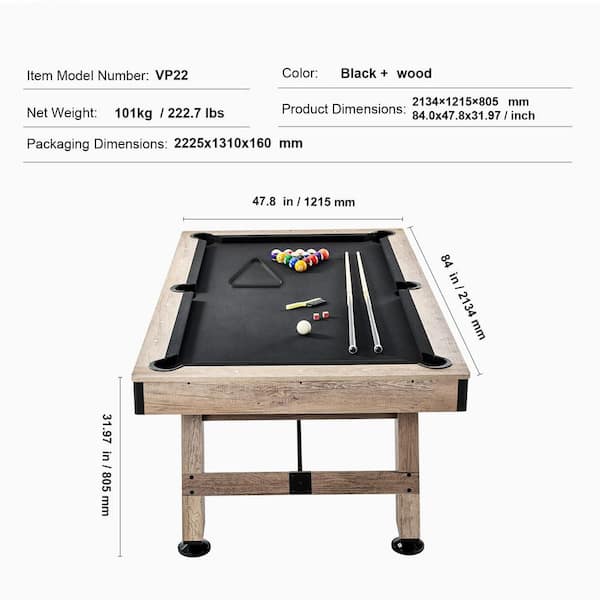 SKYSHALO Billiards Table, 7 ft. Pool Table, Adjust Legs