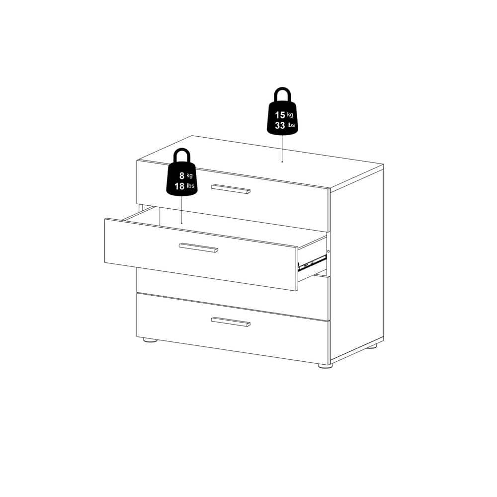 Walnut Medium Wood 4-Drawer Chest with Steel Handles