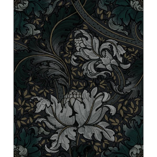 Unbranded Llewelyn-Bowen Off The Wall Blue Floral Morris Major Matte Finish Non-Pasted Non-Woven Wallpaper Sample