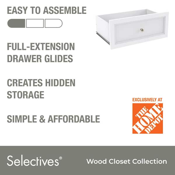 Selectives 10 in. H x 23.5 in. W White Wood Drawer with Silver Handle