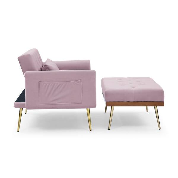 Bbl Sofa Chair With Ottoman Pinkready to Ship 