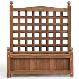 25 in. x 11 in. x 30 in. Solid Wood Planter Box with Trellis Weather-resistant Outdoor
