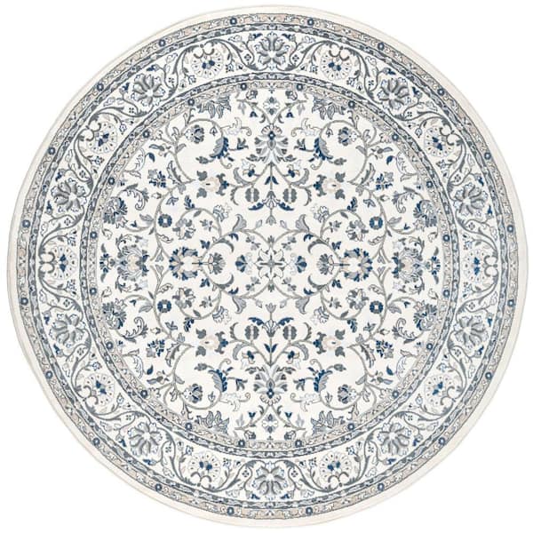 Tayse Rugs Madison Floral Cream 6 ft. Round Indoor Area Rug