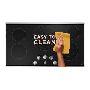 Frigidaire GCCE3670AD 36 Inch Electric Cooktop with 5 Elements, EvenTemp™  Element, SpaceWise® Expandable Element, Backlit LED Knobs, and ADA  Compliant: Black Stainless Steel
