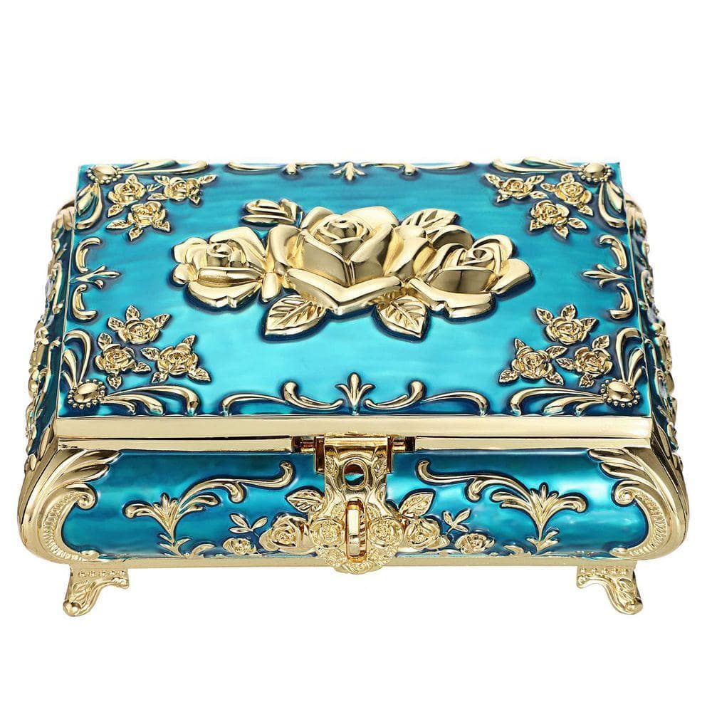 Metal Decorative Jewelry Box Vintage Treasure Chest Case Ornate