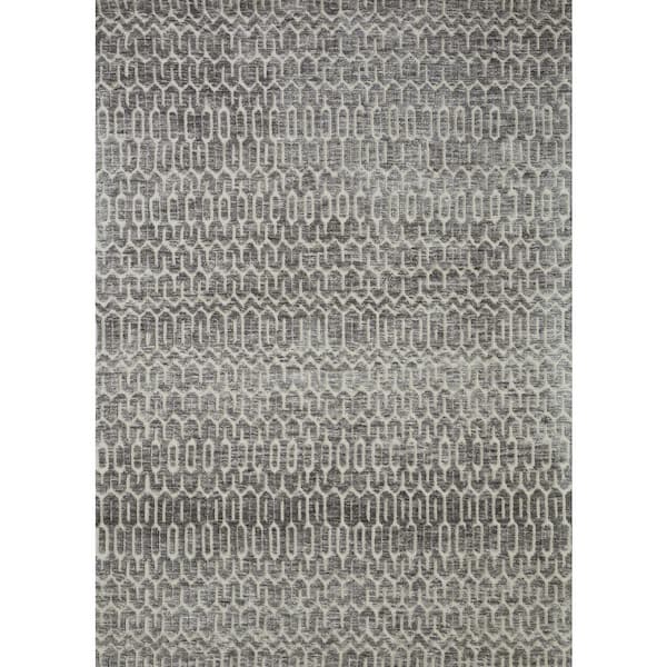 Neda Ivory/Charcoal Geometric 2 ft. 3 in. x 3 ft. 9 in. Ultra Soft Area Rug