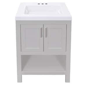 Spa 24.5 in. W x 18.75 in. D x 35.5 in. H Single Sink Bath Vanity in Dove Gray with White Cultured Marble Top