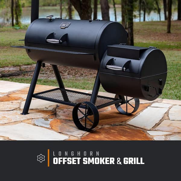 OKLAHOMA JOE'S Longhorn Offset Charcoal Smoker and Grill with 1060