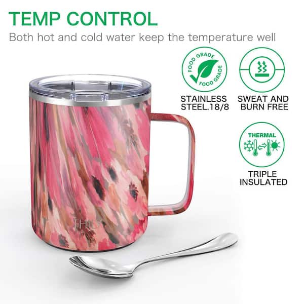 Adrinfly Vacuum 12 oz. Watercolor Flower Multi-Colored Insulated Stainless  Steel Coffee Mug with Spill Proof SNPH003IN697 - The Home Depot