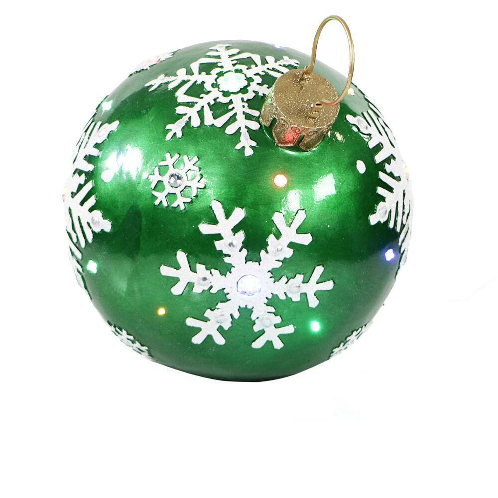 Green Resin Snowflake LED Christmas Ball Ornament