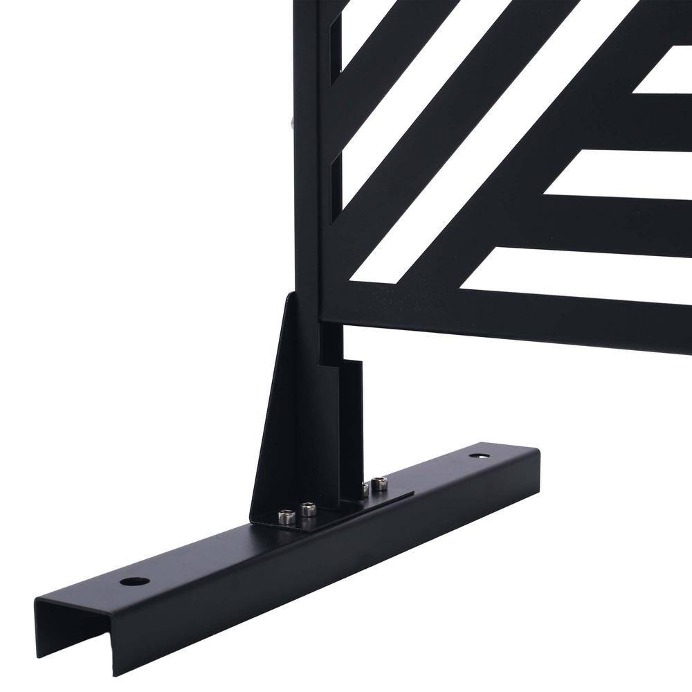 76" Black Metal Freestanding Privacy Screen for Indoor & Outdoor Use