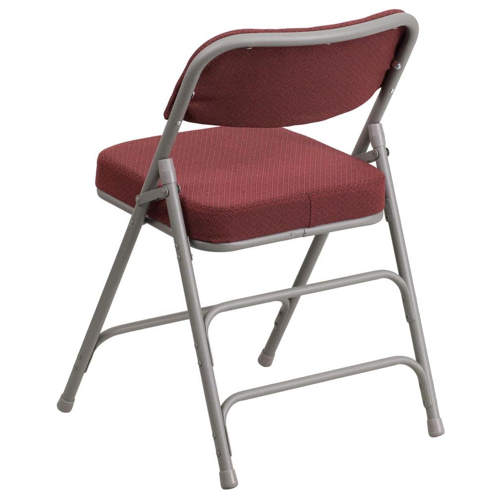 Burgundy Fabric Armless Metal Folding Chair