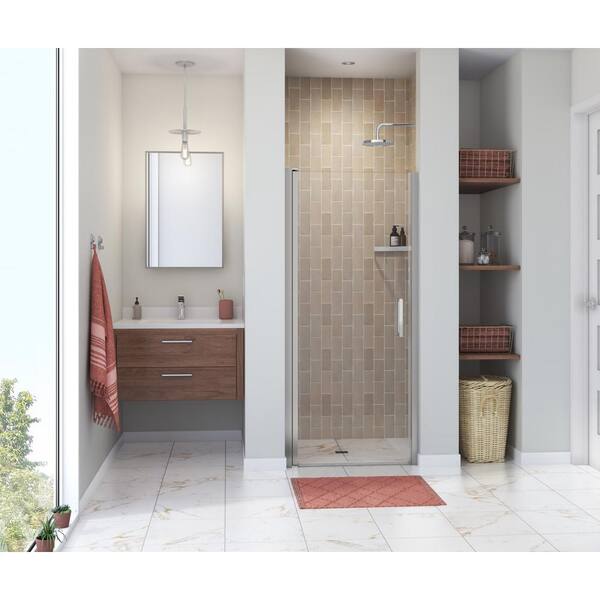 MAAX Manhattan 31 in. to 33 in. W x 68 in. H Frameless Pivot Shower Door with Clear Glass in Chrome