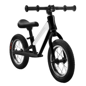 Black Balance Bike with Magnesium Alloy Frame, 12 in. Rubber Foam Tires, Adjustable Seat for 1-5-Year Old