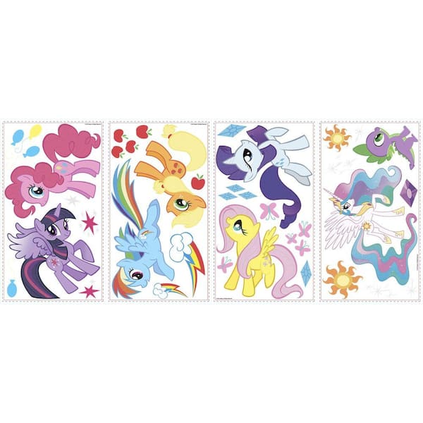 Roommates 11 5 In Multi Color My Little Pony L And Stick Wall Decals Rmk2498scs The Home Depot - My Little Pony Wall Decal