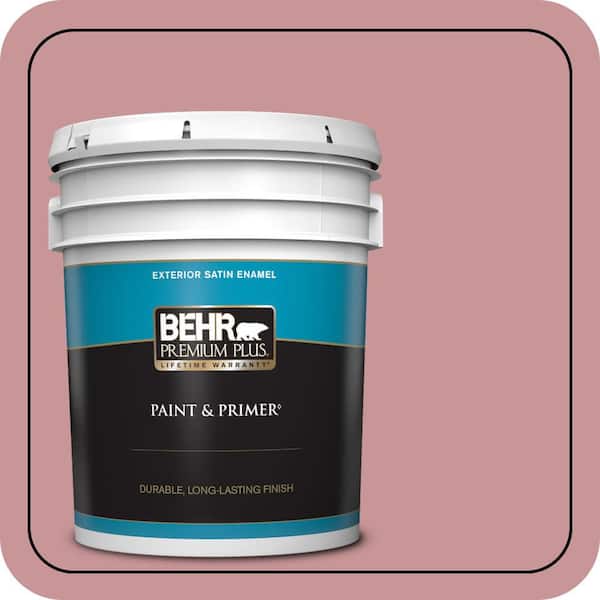 BEHR PREMIUM PLUS 5 Gal. #S140-4A Dusty Rose Satin Enamel Exterior Paint and Primer
