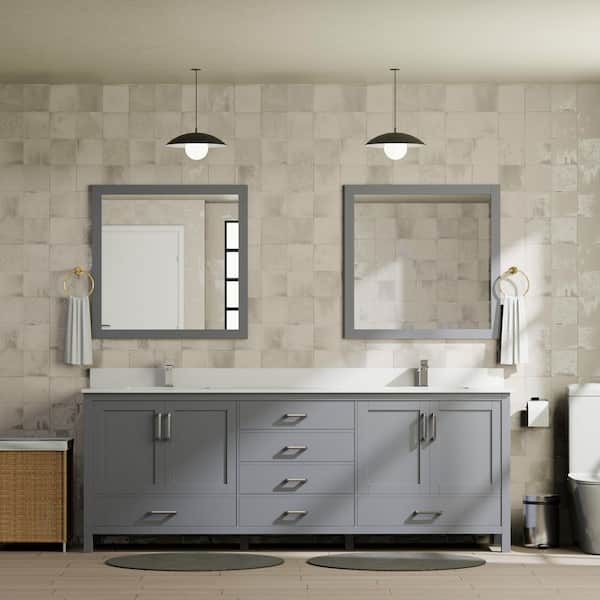 Jacques 80 in. W x 22 in. D x 34 in. H Freestanding Double Sink Bath Vanity in Dark Grey with White Quartz Top