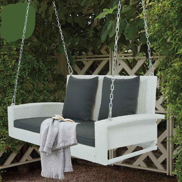 White wicker best sale porch swing