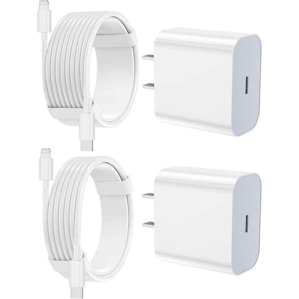 OBJLGEV Fast Charging 20W USB-C Wall Charger Block with 6FT and 10FT USB-C to Lightning Cable for iPhone 2 Pack