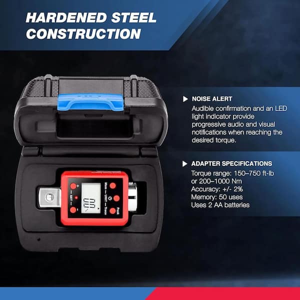 NEIKO 3/4 in. Digital Gauge Torque Adapter, 150-750 ft. lb. Alerts