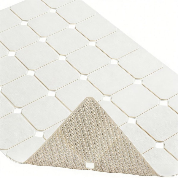 18 in. x 28 in. Silicone Shower Non Slip Mat in Beige for Refinished, Reglazed and Textured Surface Tubs and Showers